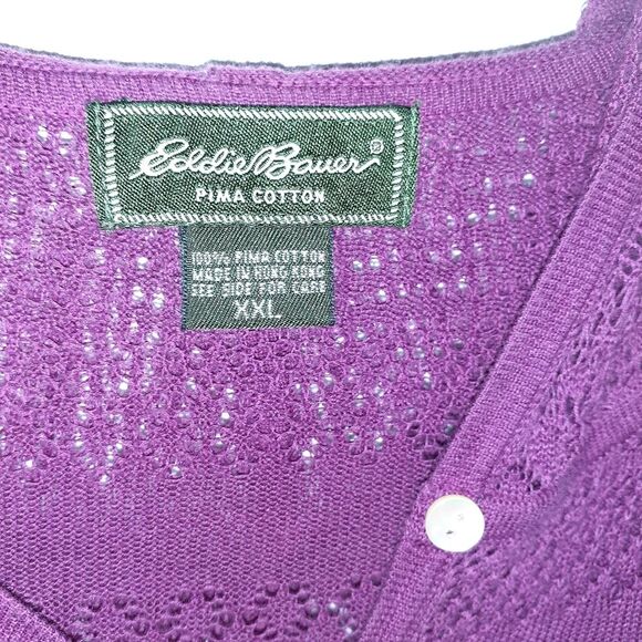 Eddie Bauer Tops - Eddie Bauer purple Pima cotton lace hoodie sweater jacket pullover top XXL 2X